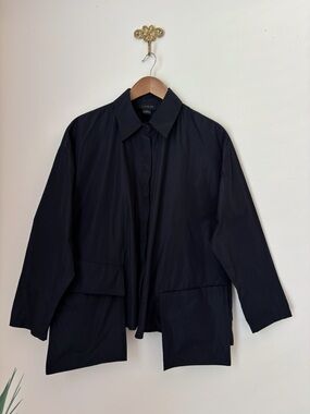 LUUKAA Vivienne Black Asymmetrical Button Front Shirt US 4 6 Lagenlook